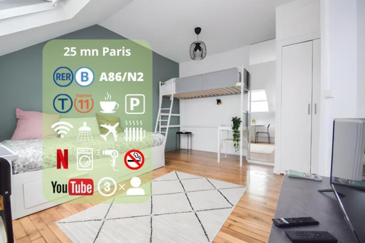 Disponible - Appartement Entier - 10Mn Rer B Aeroport Cdg - Paris Gare Du Nord, T11 Express, Le Bourget, Tout Equipe, Netflix Gratuit, 3 Personnes, 4Eme Etage, Escaliers, Parc Des Expositions, Parking Rue Gratuit Apres 19H Drancy Ngoại thất bức ảnh